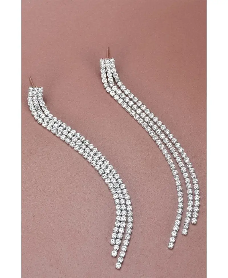 Kadın Kristal Taşlı Su Yolu Sallantılı Küpe Kadın Kristal Taşlı Su Yolu Sallantılı Küpe