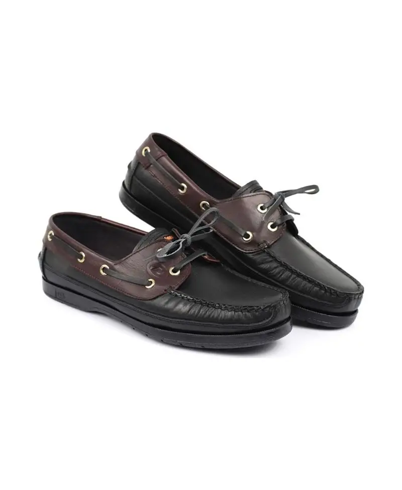 Hakiki Deri, Kokulu Taban, Ortopedik Ped Astarlı Siyah-bordo Ayakkabı